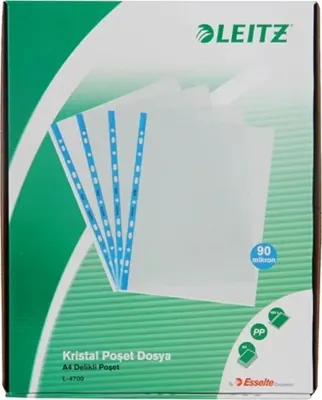 LEITZ L-4700T KRİSTAL POŞET DOSYA MAVİ 90 MİK. 100 LÜ (Best)