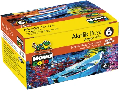 NOVA COLOR 6 RENK AKRİLİK BOYA ŞİŞE NC-180 (Best)