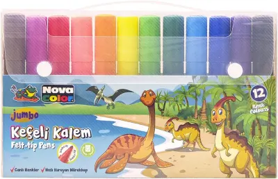 NOVA COLOR NC-874 12 RENK JUMBO KEÇELİ KALEM (Best)