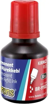 BRONS PERMANENT MARKER  MÜREKKEBİ KIRMIZI 30 CC BR-9102