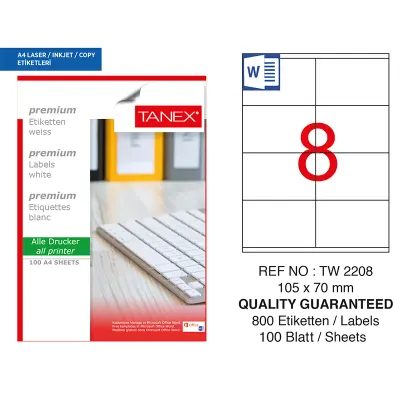 TANEX 105x70 LASER ETİKET TW-2208 (Best)