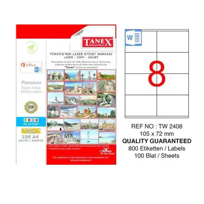 TANEX 105x72 LASER ETİKET TW-2408 (Best)