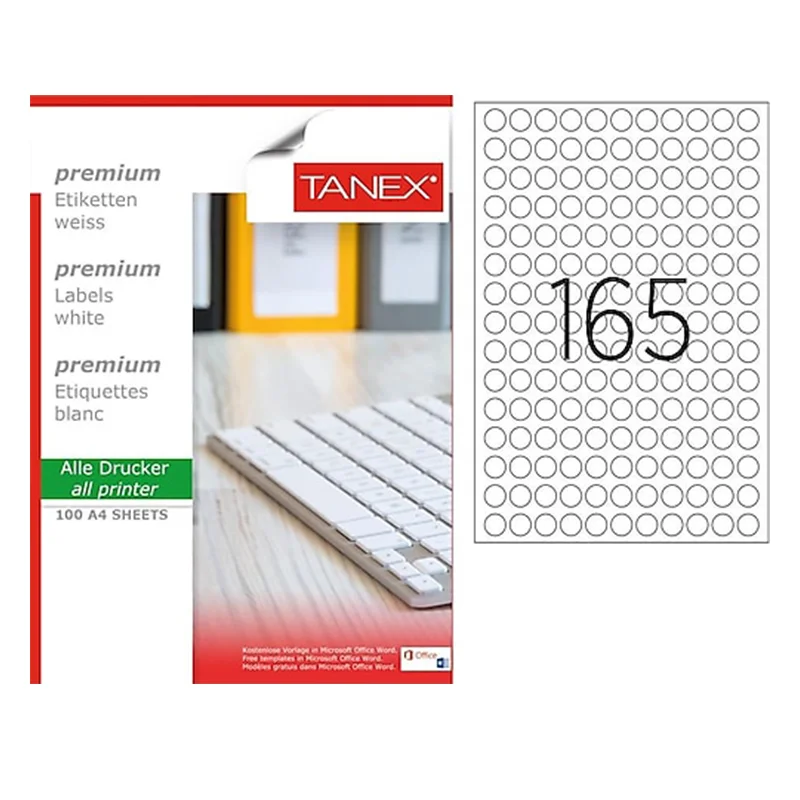 TANEX 15 mm YUVARLAK RENKLİ LASER ETİKET TW-2215