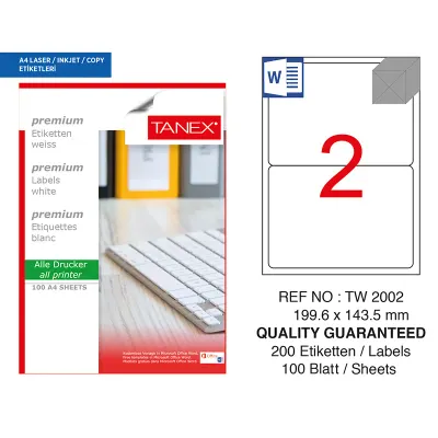 TANEX 199,6x143,5 LASER ETİKET TW-2002 (Best)