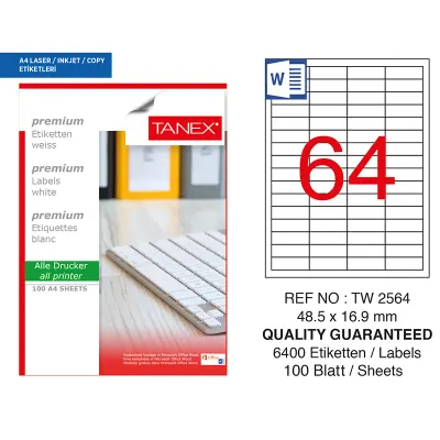 TANEX 48,5x16,9 LASER ETİKET TW-2564 (Best)