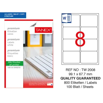 TANEX 99,1x67,7 LASER ETİKET TW-2008 (Best)