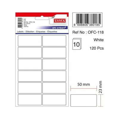 TANEX OFC-118 23x50 mm BEYAZ OFİS ETİKETİ (Best)