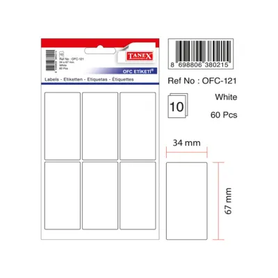 TANEX OFC-121 34x67 mm BEYAZ OFİS ETİKETİ (Best)