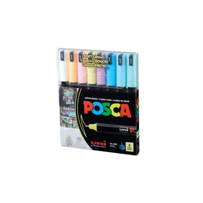 UNİ-BALL POSCA PC-1M/8C SC SET 0.7 SU BAZLI POSTER MARKER ANA RENKLER 8 Lİ (Best)