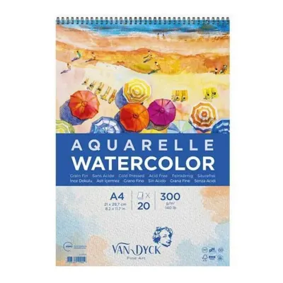 VANDYCK SULUBOYA BLOK A4 300 GR. 20 YP ÜST SPİRALL (Best)