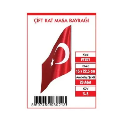 VATAN 15x22,5 ÇİFT KAT MASA BAYRAĞI VT201 (Best)