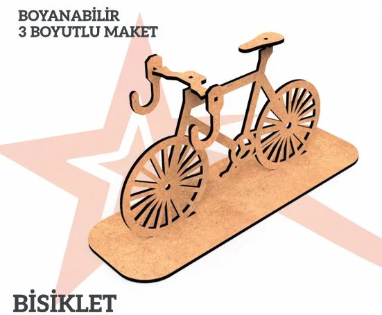 YILDIZLAR AHŞAP 3D AHŞAP BOYANABİLİR MAKET BİSİKLET BYM-06