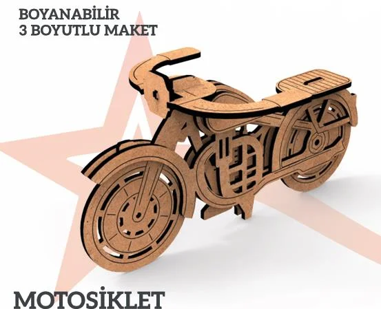 YILDIZLAR AHŞAP 3D AHŞAP BOYANABİLİR MAKET MOTOR BYM-09