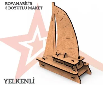 YILDIZLAR AHŞAP 3D AHŞAP BOYANABİLİR MAKET YELKENLİ GEMİ BYM-04