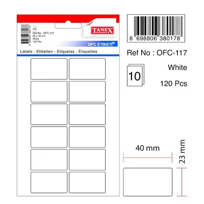 TANEX OFC-117 23x40 mm BEYAZ OFİS ETİKETİ (Best)