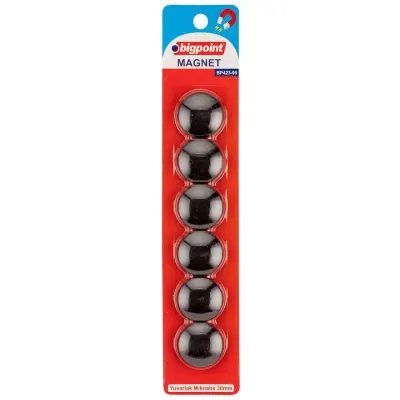 Bigpoint Magnet 30mm (Mıknatıs) Siyah 6'lı Blister