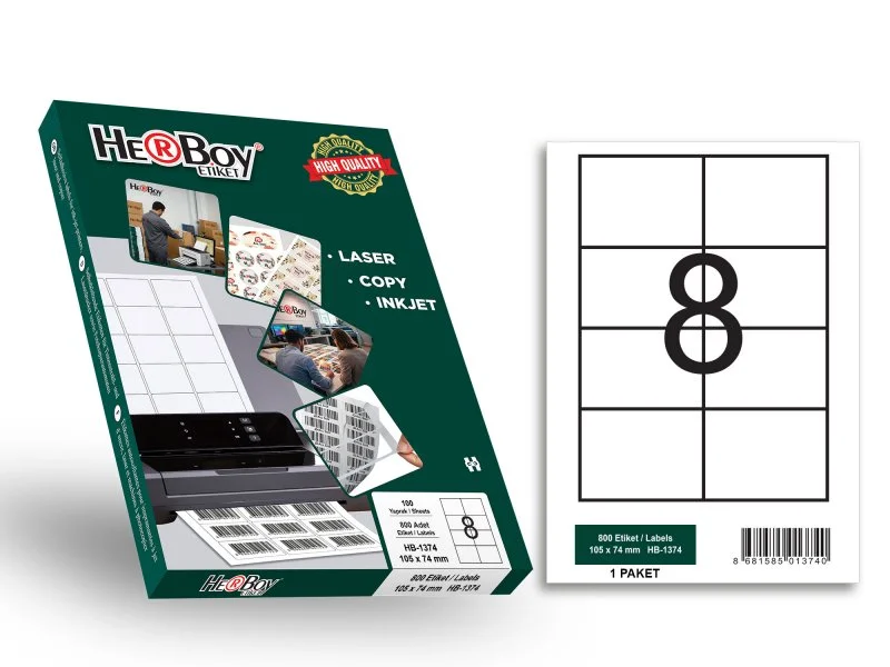HB-1374 105 x 74 mm LASER ETİKET 100 AD.