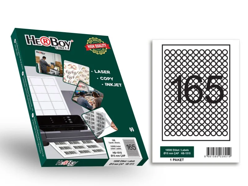 HB-1515 15 Çap mm LASER ETİKET 100 AD.