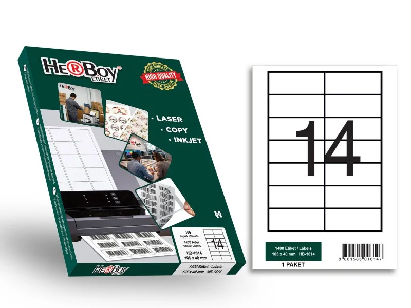 HB-1614 105 x 40 mm LASER ETİKET 100 AD.