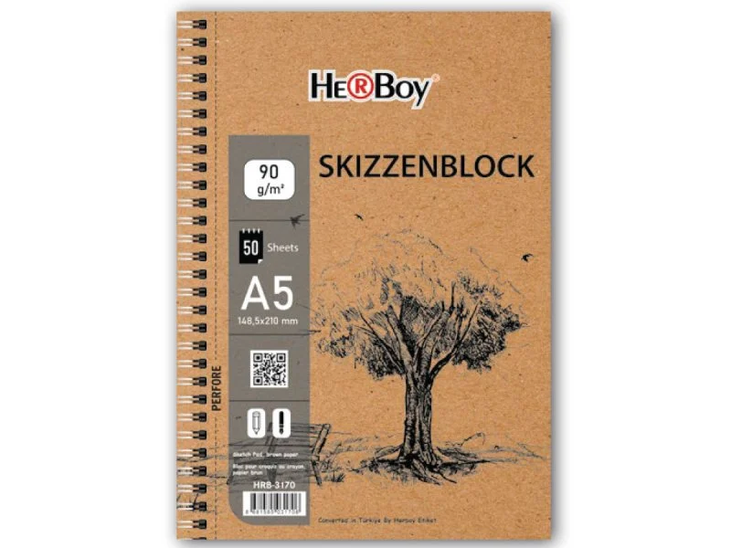 HERBOY A5 60'LI 90 g KRAFT YAN SPİRALLİ BLOK