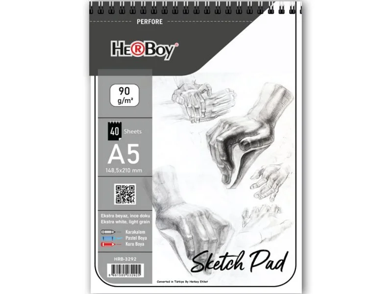 HERBOY SPİRALLİ SKETCHPAD A5 90 g 40'LI