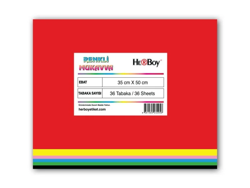 HERBOY RENKLİ MUKAVVA 35X50 KARIŞIK 36'LI