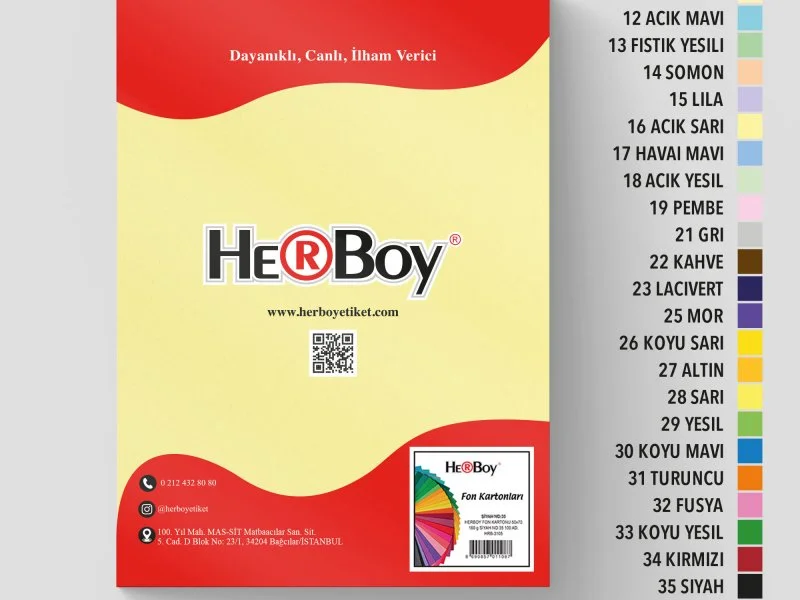 HERBOY FON KARTONU 25X35 NO:16 AÇIK SARI 100 AD.