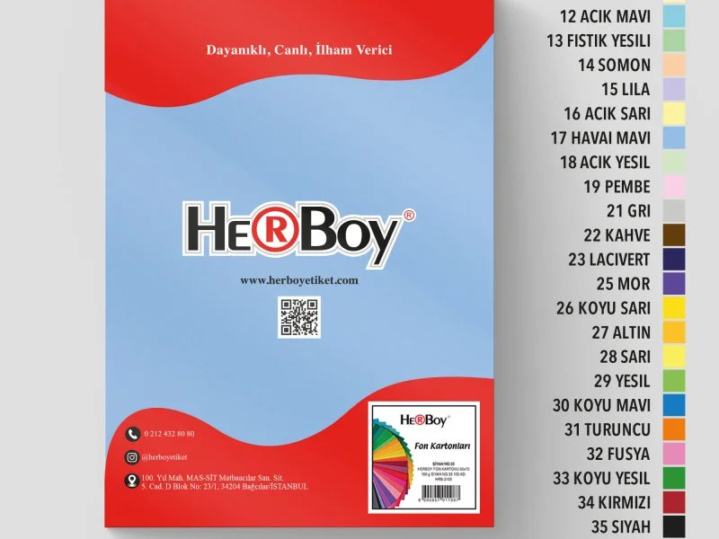 HERBOY FON KARTONU 25X35 NO:17 HAVAİ MAVİ 100 AD.