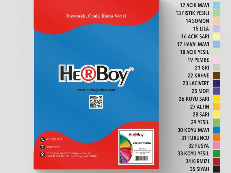 HERBOY FON KARTONU 25X35 NO:30 KOYU MAVİ 100 AD.