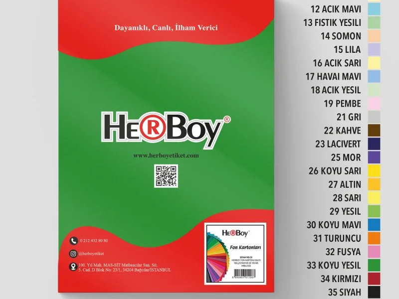 HERBOY FON KARTONU 25X35 NO:33 KOYU YEŞİL 100 AD.