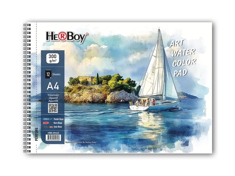 A4 300 g 12 Lİ SPİRALLİ ART SULU BOYA DEFTERİ