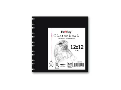 HERBOY 120 g 12X12 70 YPR. SPİRALLİ ESKİZ SİYAH SERT KAPAK