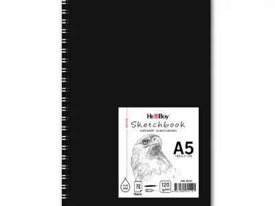 HERBOY 120 g A5 70 YPR. SPİRALLİ ESKİZ SİYAH SERT KAPAK