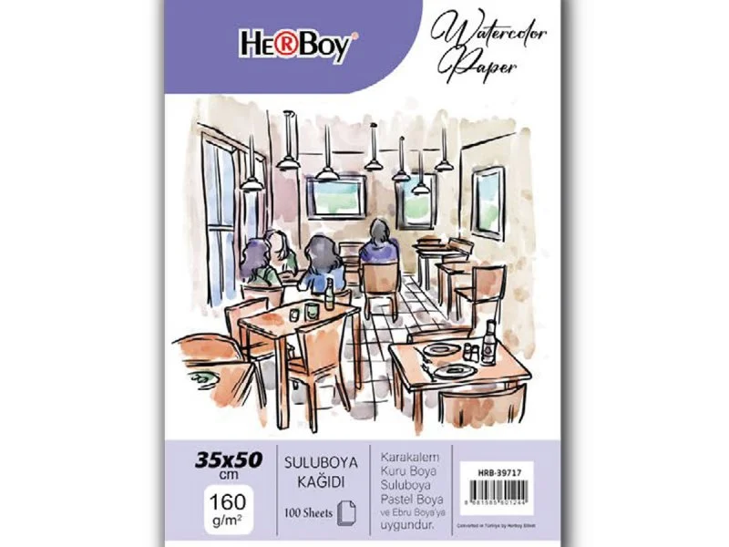 HERBOY SULU BOYA KAĞIDI 35X50cm 160g 100'LÜ