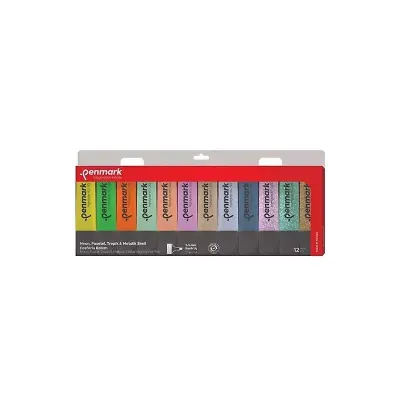 Penmark Fosforlu Kalem 12 Li Asetat Karışık Renk 3 Neon+3 Pastel+3 Tropik+3 Simli Set 505-12Npst