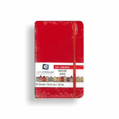 Alex Schoeller 9X14 Lastikli Sketc Defter 140 Gr 80 Yp. Kırmızı Kapak Alx-9260