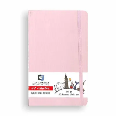 Alex Schoeller 13X21 Lastikli Sketc Defter 140 Gr 80 Yp. Pembe Kapak Alx-9543