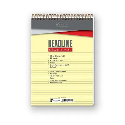 Keskin Headline A5 80 Yp Çizgili Spiralli Bloknot 145431