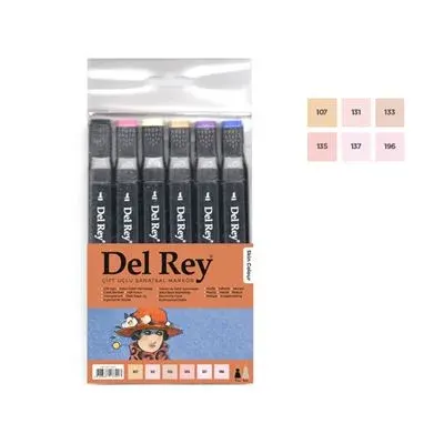 Del Rey Twın Marker Çift Uçlu Grafik Kalemi 6 Lı Ten Renk Tonlar Mn-Askt06/3