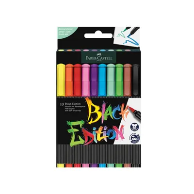 Faber-Castell Keçeli Kalem Black Edition Fırça Uç 10 Lu