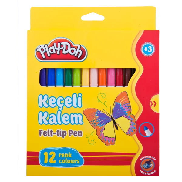 Play-Doh Keçeli Kalem Karton Kutu 5 MM 12 Renk PLAY-KE007