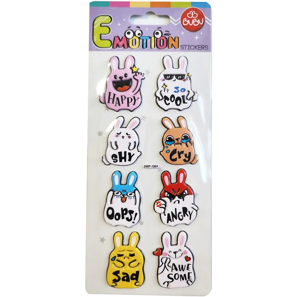 Bu-Bu Emotıons Puffy Stickers Rabbıt & Message 9x21 BUBU-SWP-1904