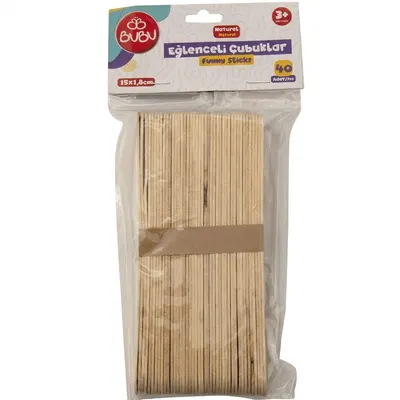Bu-Bu Eğlenceli Çubuklar Naturel 15x1,8 Cm 40 Lı Uzun