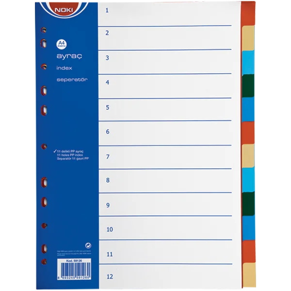 Noki Seperatör 12 Renkli Plastik A4 59126