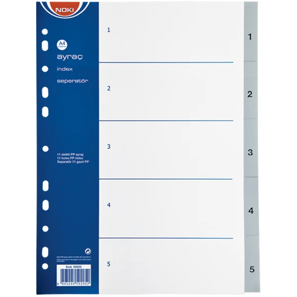 Noki Seperatör 1-5 Rakamlı Plastik A4 59205
