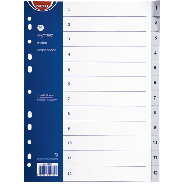 Noki Seperatör 1-12 Rakamlı Plastik A4 59212