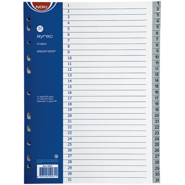 Noki Seperatör 1-31 Rakamlı Plastik A4 59231