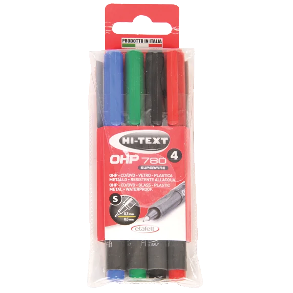 Hi-Text Asetat Kalemi Permanent S Seri 4 Renk 780S4PVC