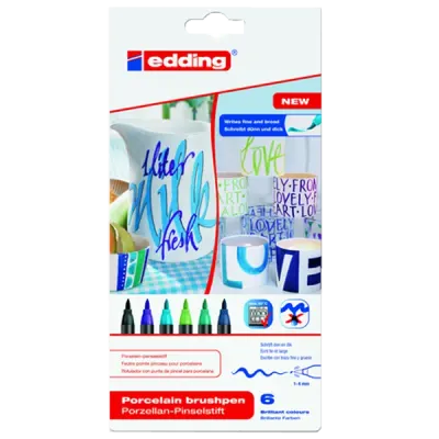 Edding Porselen Kalemi Fırça Uçlu 1-4 MM 6 LI Soğuk Renkler 4200