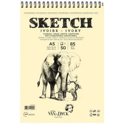 Van Dyck Skecth Çizim Blok A5 85 GR 50 YP Doku Üst Spral